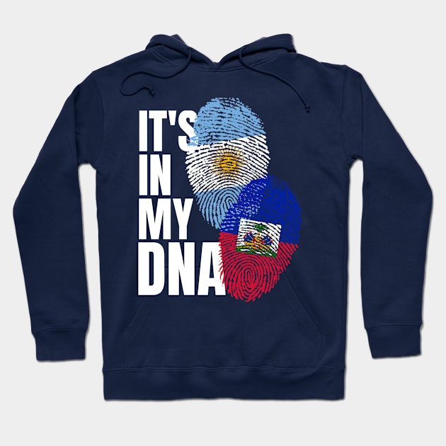 Argentinian And Haitian Mix DNA Flag Heritage Gift Hoodie by Just Rep It!!